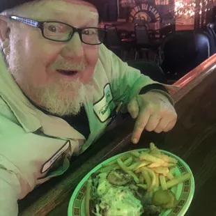 This is the famous Weebles INDY CHEESESTEAK with fries prepared by CHEF Ferguson