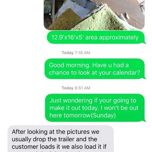 a text message from a customer