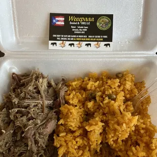 a meal in a styrofoam container