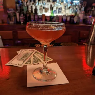 a cocktail in a coupe glass