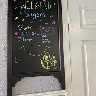 a chalk board in a kitchen