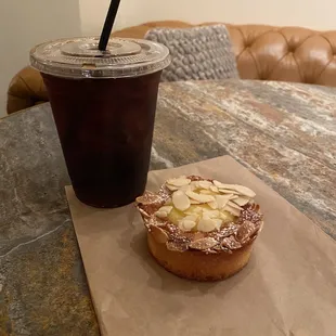 Lemon almond pastry with cold brew