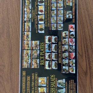 Menu from Weekend Dreams