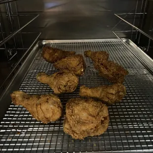 fried chicken in an oven