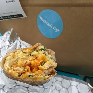 Breakfast burrito with Sriracha