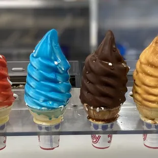 Dip or drizzle available in chocolate, butterscotch, cherry or blue raspberry.