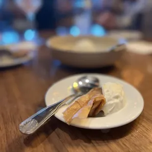 Fried banana with homemade coconut ice cream. Sooo good, and enough to share for 4.