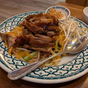 @endoedibles on Instagram 12/18/24
 
 PAD THAI ROASTED DUCK - noodles with ground peanuts, bean sprouts, egg, green onion
