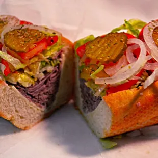 two halves of a sandwich