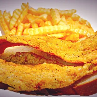 a sandwich and fries