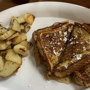 French toast- 1/2 order with cottage fries