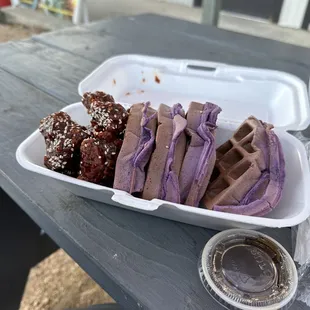 Korean fried chicken &amp; ube waffles