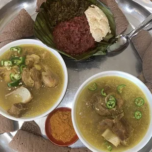 Kikil - lamb soup and Kitfo done rare