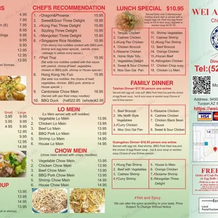 Wei Asian Cafe menu