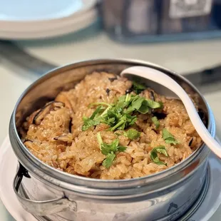 Taiwanese sticky rice - pork and dry shrimp with sweet soy sauce and glutinous rice