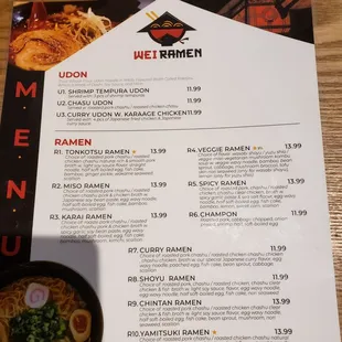 The menu