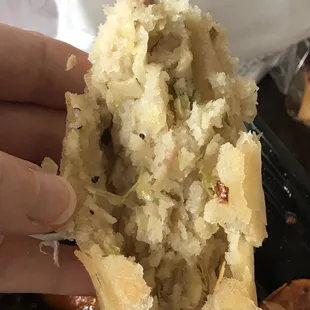 this is the egg roll.... also all just batter  seriously go somewhere else please unless you just want fried batter n sauce!!