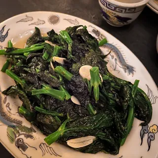 Pea Shoots with Fresh Garlic