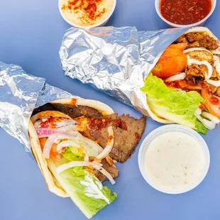 Beef, Gyro wrap, chicken, Shawarma wrap