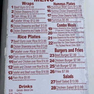 Weird Food menu