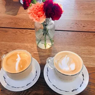 two cups of cappuccino