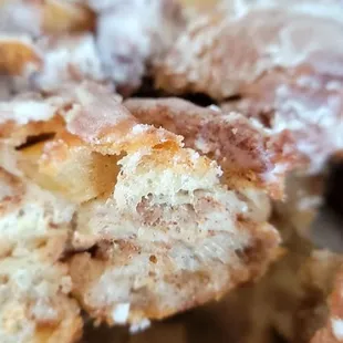 Amazing layers of cinnamon in the apple fritter!