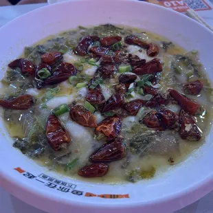 Hot Oil Infusion Sauerkraut Fish Soup