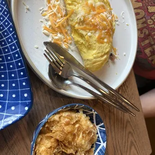 Western omelette and side of hash brown casserole