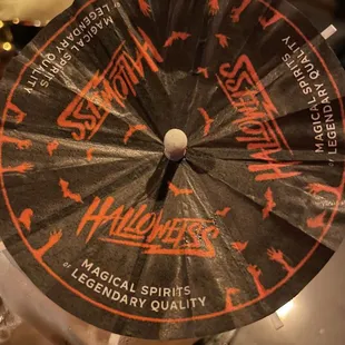 The logo umbrella for the Halloween event from one of my drinks