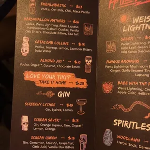 Halloween menu