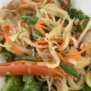 a close up of a salad