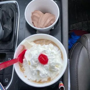 Peanut butter sundae and child&apos;s sized chocolate