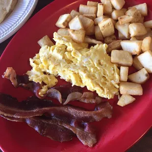 JR Special Breakfast - - - 3 scrambled eggs, bacons, &amp; home fries