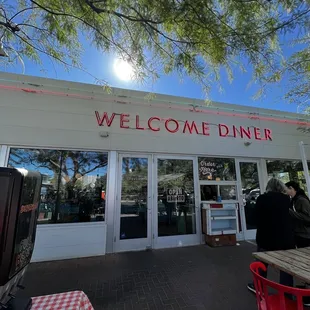 Outside the diner