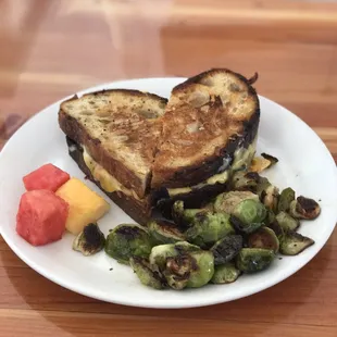 Grilled cheese and Brussels sprouts