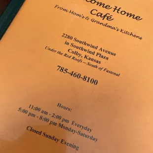 Menu front