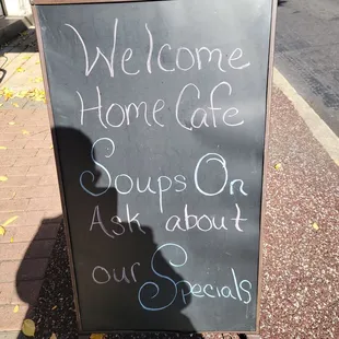 Sign outside of Welcome Home Cafe