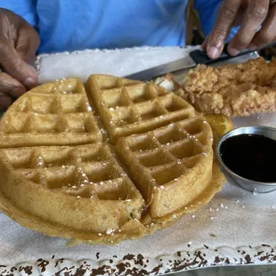 Chicken and Waffle Shrimp and Grits