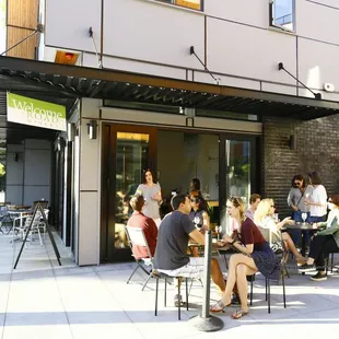 Thursday night happy hour on our patio.