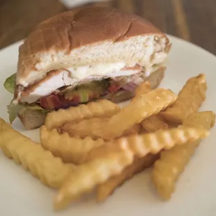 Crispy chicken sandwich cut in half