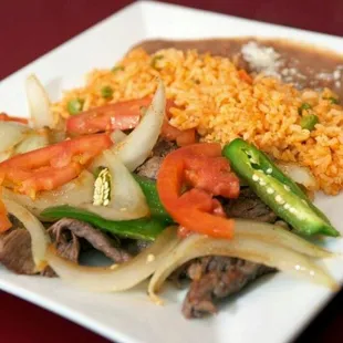 Beef fajita rice and beans