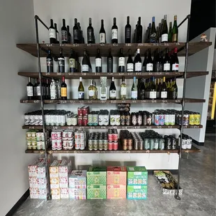 shelves of wine and liquor