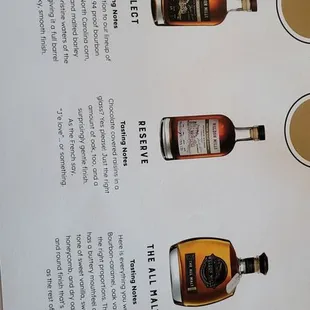a sample of the menu