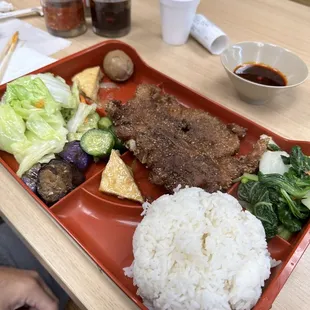 Pork chop rice bowl.