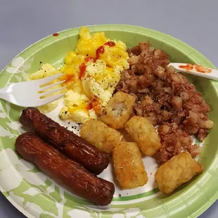 The scrambled eggs ate more tender, and the corned beef hash saltier, than expected