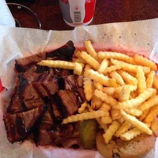 Burnt ends with fries