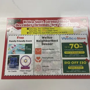 Come join our Christmas Event on 12/22-23 and enjoy 70% OFF Christmas products 12/16-12/31 AND $10 OFF $30 or more purchase !!!