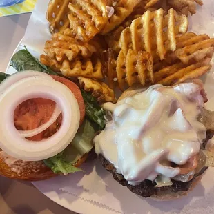 Wellington with Swiss cheese and waffle fries