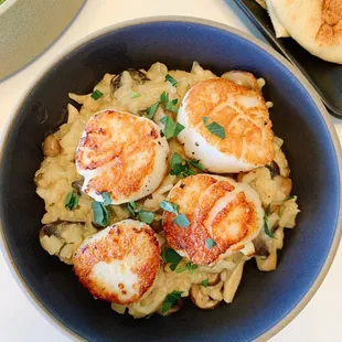 Seared Scallops with Silky Mushroom Risotto