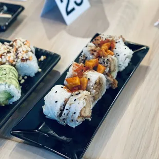 Sushi roll with mango